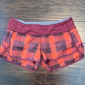 Red plaid lululemon shorts